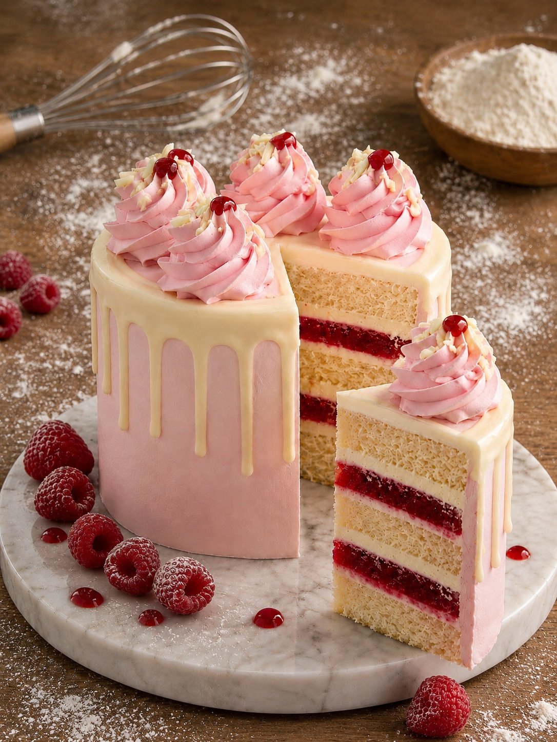 Layer Cake Framboise Chocolat Blanc 10-12 Parts